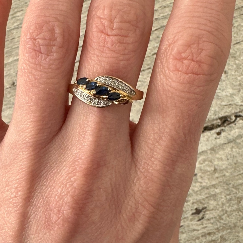 Vintage 10k Plum Gold Sapphire Diamond Ring As Is Read